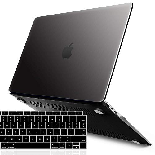 Product Cover IBENZER MacBook Air 13 Inch Case 2019 2018 Release New Version A1932, Soft Touch Hard Case Shell Cover for Apple MacBook Air 13 Retina with Touch ID with Keyboard Cover, Black, MMA-T13BK+1A