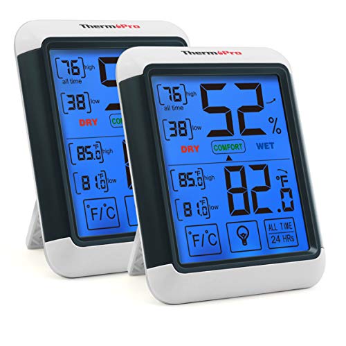 Product Cover ThermoPro TP55 2 Pieces Digital Hygrometer Indoor Thermometer Humidity Gauge with Jumbo Touchscreen and Backlight Temperature Humidity Monitor