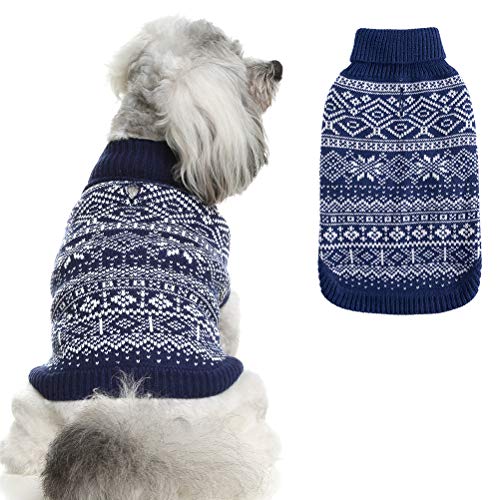 Product Cover HOMIMP Dog Sweater Argyle - Warm Sweater Winter Clothes Puppy Soft Coat Dogs Navy Blue XSmall