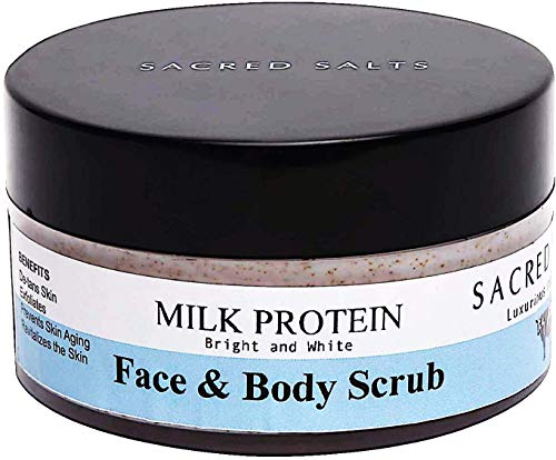Product Cover Sacred Salts Milk Protein Face Scrub|Gentle Exfoliator & De-Tans|100% Organic & Natural Face and Body Scrub for Men & Women, 100 g