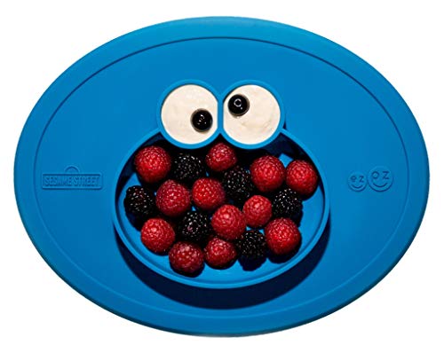 Product Cover ezpz Sesame Street Cookie Monster Mat - One-Piece Silicone placemat + Plate (Blue)
