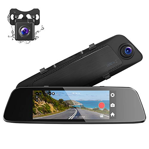 Product Cover Crosstour Mirror Dash Cam, 7'' Full 1080P IPS Touch Screen 290° Wide Angle Dual Lens Front and Rear Recorder Waterproof Rear View Car Camera with G-sensor, Parking Monitor, Loop Recording