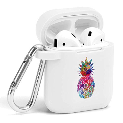 Product Cover Case for Air Pods - Cute Flexible Protector Silicone Holder Cover with Keychain Accessories Compatible with Airpods 1 2 Pineapple