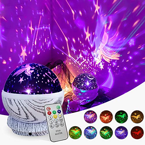 Product Cover TCJJ Star Night Light Projector for Kids, Remote Control Star Projector, 360 Degree Rotating Unicorn Projection Lamp with 8 Multicolor, Unicorn Gifts for Kids Toddlers Nursery Bedroom and Party Decor