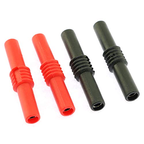 Product Cover DGZZI 4PCS 4mm Banana Socket Female to Female Adapter Coupler Connector Extension Insulated Banana Plug Connectors Black Red