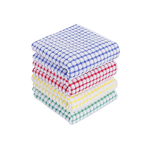 Product Cover Kitchen Dish Towels Bulk 100 Cotton Kitchen Wash Towels Scrubbing Dishcloths Tea Towel Set of 4 15x26 Inch (Mix Color)