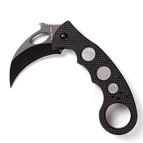 Product Cover KIASLORE Survival Bear Claws Outdoor Survival Tactical karambit Knife Big White Shark/Fox Claw Folding Teeth Knife (Black Fox)