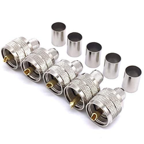 Product Cover 5PCS RF Coaxial Connector PL259 UHF Male Plug Crimp for RG8 LMR400 RG213 Pigtail Cable