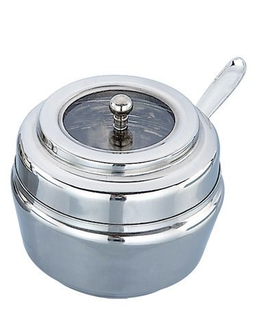 Product Cover HardRoss Ghee and Oil Pot Stainless Steel Food Container with lid and Spoon (250ml, Glasses Lid/Cover)