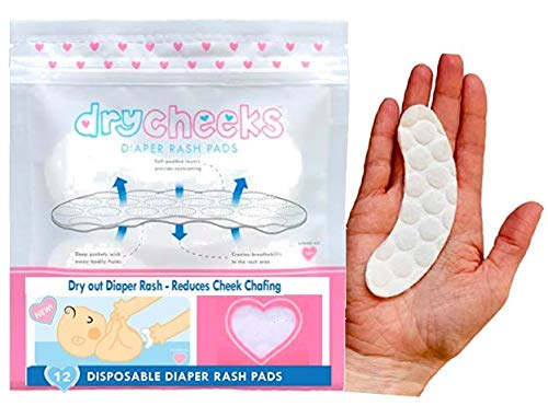 Product Cover DryCheeks Diaper Rash Treatment Pads; Anti-Chafing Baby Pads; Diaper Rash Prevention Pads; Diaper Rash Ointment Additive; Pack of 12; Dye-free White