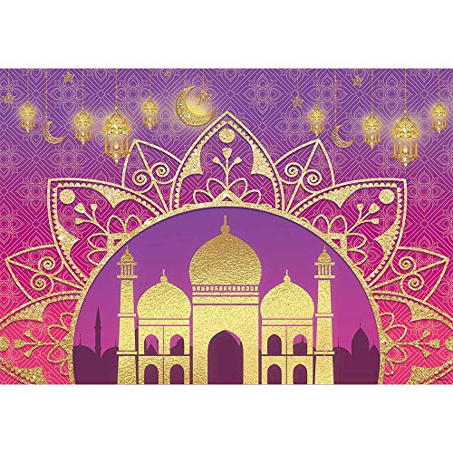 Product Cover Allenjoy 7x5ft Arabian Nights Moroccan Party Photography Backdrop Magic Genie Gold Palace Happy Birthday Sweet 16 Banner Background Indian Bollywood Portrait Newborn Baby Shower Decors Photo Booth
