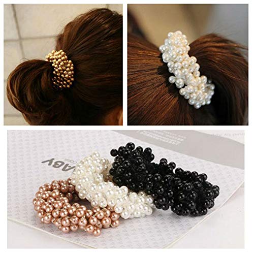 Product Cover Aysekone 3 Pack Fashion Imitation Pearl Beads Elastic Hair Bands Hair Rings Scrunchies Ponytail Holders Hair Accessories for Women Girls
