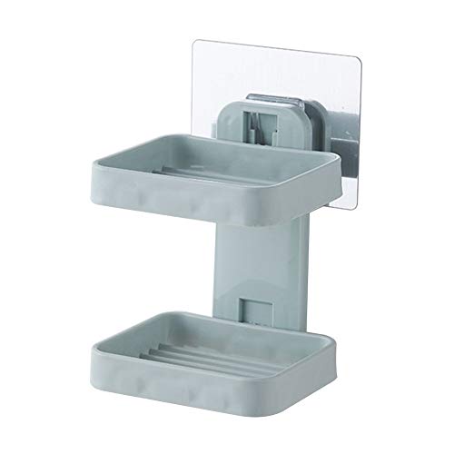 Product Cover Sampton SALESURE ABS Plastic Bathroom Shelves and Racks Double Layer Soap Box Suction Rack Hanging Tray (Colour May Vary, Medium)
