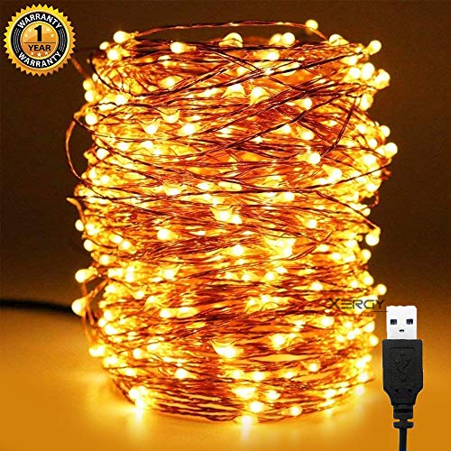 Product Cover XERGY 20 Meter 200 LED's Waterproof Fairy Decorative String Light - USB Powered (3 Copper Wires, Premium Quality) Warm White - Home DIY Decoration Indoor Outdoor for Christmas Tree Decoration Lights Wedding Festival rice light