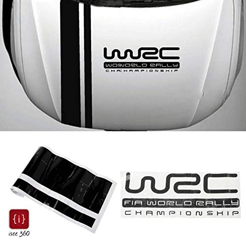 Product Cover ISEE 360 WRC Stripe Racing Sports Sticker Graphic Hood Cover Vinyl Decal for Car Black 110.00 X 15.00 cm