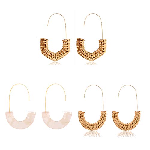Product Cover MOLOCH Acrylic Earrings Statement Tortoise Hoop Earrings Resin Wire Drop Dangle Earrings Fashion Jewelry for Women (3pairs)