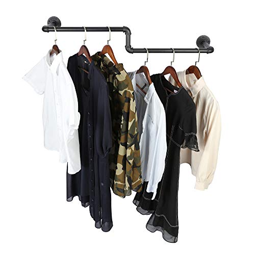 Product Cover OROPY Industrial Pipe Single Rail Garment Rack, Wall Mounted Clothes Rod for Clothing Storage, Black Color, 39