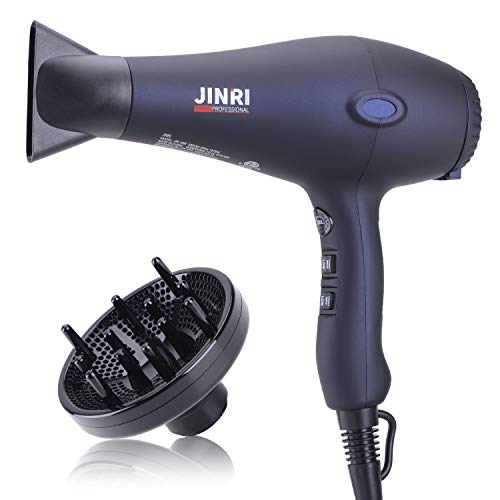 Product Cover JINRI 1875W Professional Salon Grade Hair Dryer,DC Motor Negative Ionic Blow Dryer with 2 Speed 3 Heat Settings Cool Button,Concentrator & Diffuser Attachments