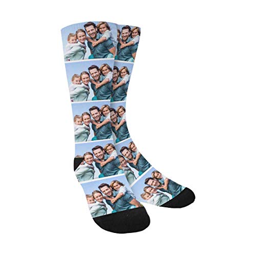 Product Cover Custom Personalized Family Photo Crew Socks for Men Women-Upload Your Unique Memorable Family Picture