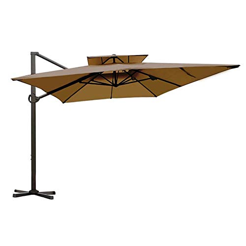 Product Cover Abba Patio Rectangular Offset Cantilever Umbrella Dual Wind Vent Patio Hanging Umbrella with Cross Base, 9 by 12-Feet, Dark Brown