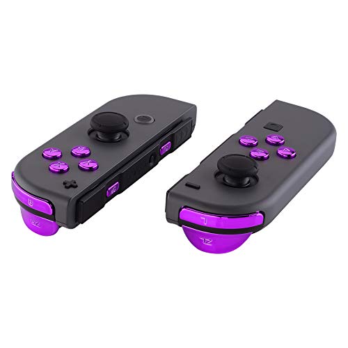 Product Cover eXtremeRate Chrome Purple Glossy Replacement ABXY Direction Keys SR SL L R ZR ZL Trigger Buttons Springs, Full Set Buttons Fix Kits with Tools for Nintendo Switch Joy-Con - JoyCon Shell NOT Included