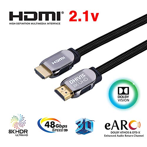 Product Cover DHIVIS Ultra HDMI 2.1- 2 Meters, Speed 48Gbps- 4K (4096 x 2160) 120hz - HDCP 2.2, HDR 10 and Dolby Vision
