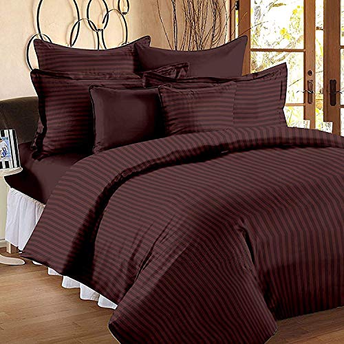 Product Cover Urban Space - Regal 220 TC 100% Cotton Double Bedsheet with 2 Pillow Covers, Satin Stripes, Dark Brown