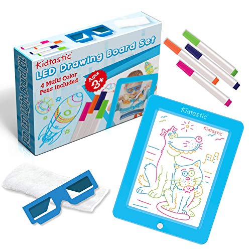 Product Cover Kidtastic LED Drawing Board - Glow in The Dark, No Mess, Learning Tablet for Ages 3 and Up - with 6 Children Art Designs