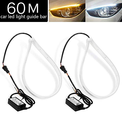 Product Cover FurnishMyAutoTM car Universal Daytime Running Silicone DRL Light Strip for Vehicle Headlight, with White Yellow Color Turn Signal