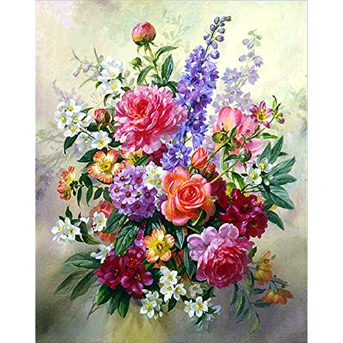 Product Cover Fundaful DIY Diamond Painting Kits for Adults Full Round Drill Dotz Colorful Flowers Bouquet Paint with Diamonds Rhinestone Cross Stitch Art Craft Home Wall Decor Christmas Gift