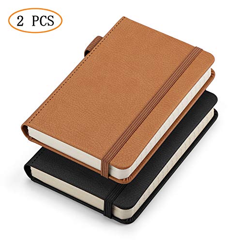 Product Cover RETTACY Pocket Notebooks,2-Pack Small Notebook Hardcover Mini Journal with 408 Pages,100gsm Thick Lined Paper with Inner Pockets & Page Numbering,3.5