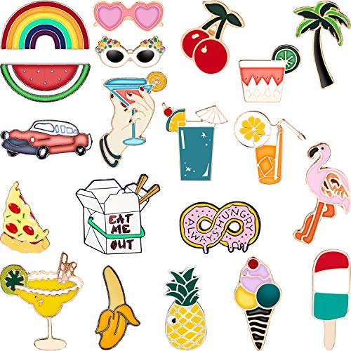 Product Cover 20 Pieces Cute Enamel Lapel Pin Set Cartoon Brooch Pin Badges Brooch Pins for Clothing Bags Jackets Accessory DIY Crafts (Style Set 1)