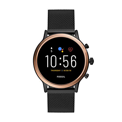 Product Cover Fossil Gen 5 Julianna HR Heart Rate Stainless Steel Mesh Touchscreen Smartwatch, Color: Rose Gold, Smoke (Model: FTW6036)