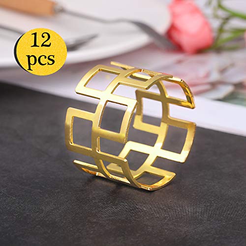 Product Cover LogHog Delicate Gold Alloy Napkin Rings Set of 12, Ideal Table Setting Napkin Buckles for Wedding,Parties,Holiday. (Yellow)