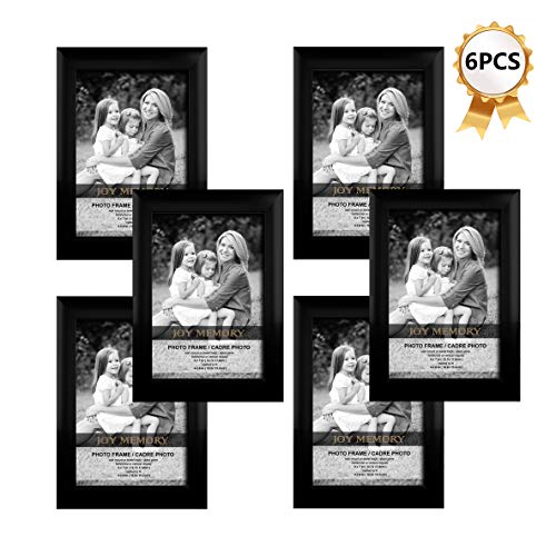Product Cover JOY MEMORY 6 Pack 5x7 Picture Frames with 4x6 Mat Vertical or Horizontal Display for Wall or Tabletop Glass Fronts Photo Frame