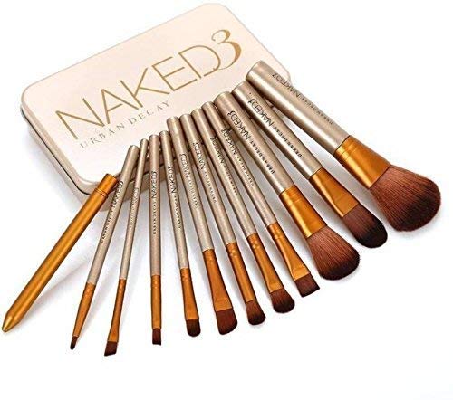 Product Cover Nikss Collection Naked3 Makeup Brushes Kit with Storage Box (Gold) - Set of 12