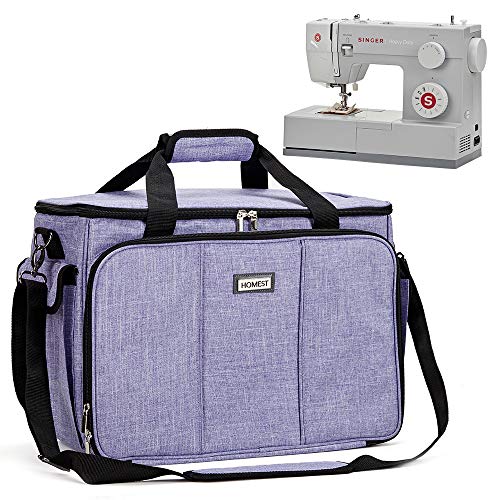 Product Cover HOMEST Sewing Machine Carrying Case with Multiple Storage Pockets, Universal Tote Bag with Shoulder Strap Compatible with Most Standard Singer, Brother, Janome, Purple (Patent Pending)