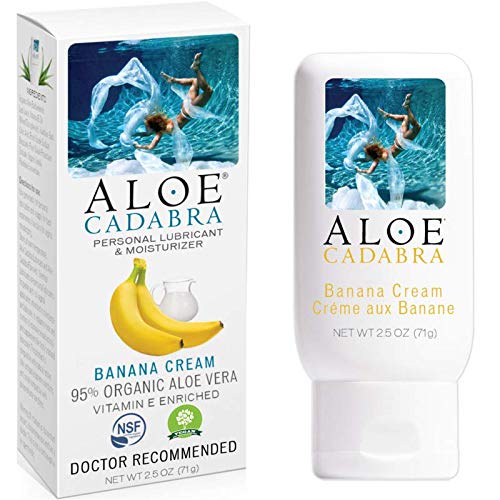 Product Cover Aloe Cadabra Flavored Personal Lubricant & Moisturizer for Anal, Sex, Oral, Women, Men & Couple, 2.5 Ounce, Banana Cream