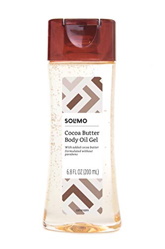 Product Cover Amazon Brand - Solimo Body Oil Gel with Cocoa Butter, Paraben Free, 6.8 Fluid Ounce