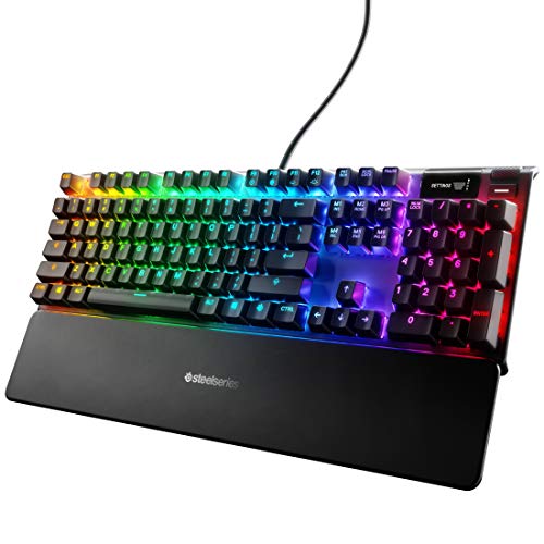 Product Cover SteelSeries Apex 7 Mechanical Gaming Keyboard - OLED Smart Display - USB Passthrough and Media CONTROLS - Linear and Quiet - RGB Backlit (Red Switch)