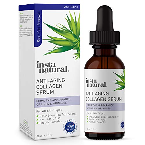 Product Cover Anti Aging Peptide Complex Collagen Facial Serum - Reduces Signs of Lines & Wrinkles - Lift, Firm & Plump Skin With Hyaluronic Acid, Niacinamide, NASA Stem Cell Technology - InstaNatural - 1 oz