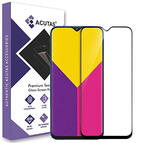 Product Cover ACUTAS® Tempered Glass for Samsung Galaxy M20 (Black) Edge to Edge Full Screen Coverage with Easy Installation kit