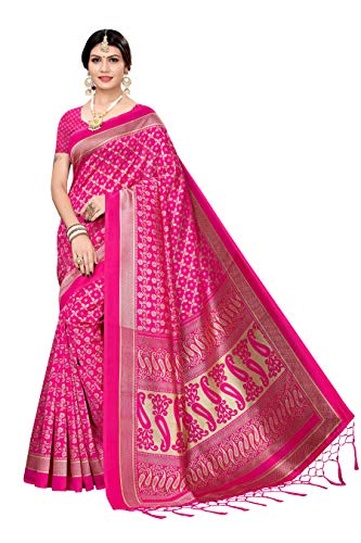 Product Cover Anni Designer Art Silk Saree with Blouse Piece (APARNA-PINK-1_Pink_Free Size)