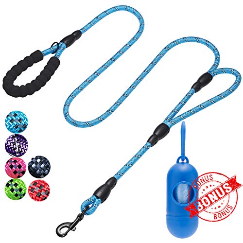 Product Cover tobeDRI Heavy Duty Dog Leash - 2 Padded Handles, 6 feet Long - Dog Training Walking Leashes for Medium Large Dogs (Rope Leash-Blue)
