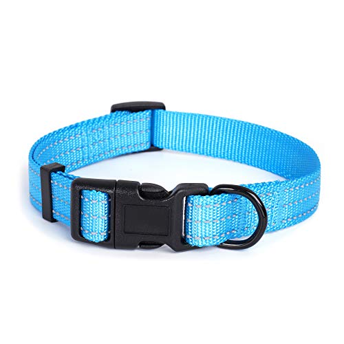 Product Cover Mile High Life Dog Collar | Nylon with Reflective Three 3M Straps | Hot Blue, X-Small Neck 9