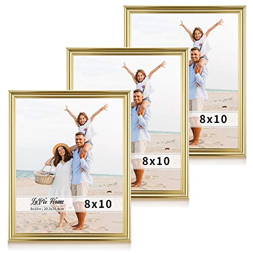 Product Cover LaVie Home 8x10 Picture Frames(3 Pack, Gold) Single Photo Frame with High Definition Glass for Wall Mount & Table Top Display, Set of 3 Basic Collection