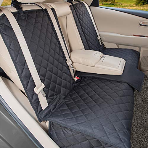 Product Cover YesYees Waterproof Dog Car Seat Covers Pet Seat Cover Nonslip Bench Seat Cover Compatible for Middle Seat Belt and Armrest Fits Most Cars, Trucks and SUVs(Black)