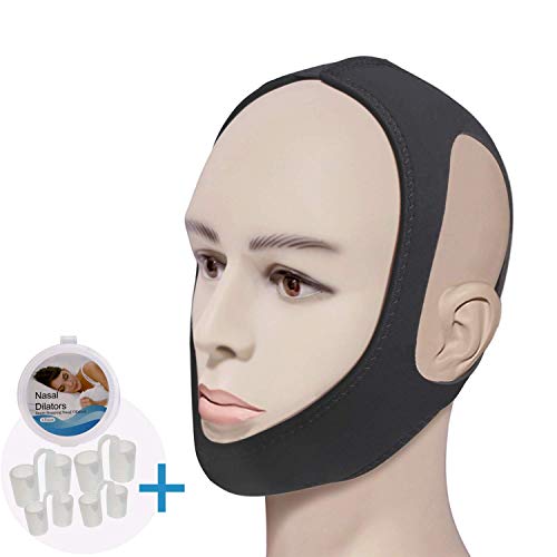 Product Cover Feeke Anti Snoring Chin Strap-Effective Snoring Solution and Anti Snoring Devices - Snoring Chin Strap - Stop Snoring Sleep Aid for Men and Women [Upgraded Version] (Black)