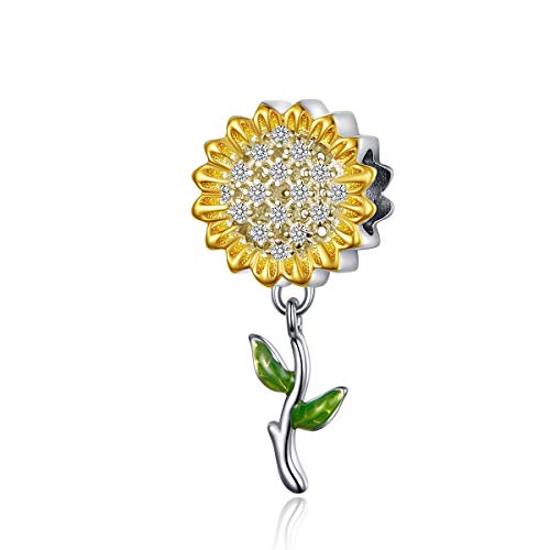 Product Cover GDDX Sterling Silver Sunflower Pendant fit Bracelet Charm Beads fits for European Bracelets and Necklace