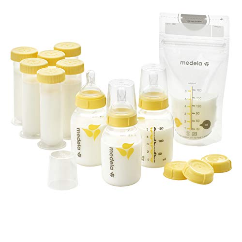 Product Cover Medela Breastfeeding Gift Set, Breast Milk Storage System; Bottles, Nipples, Travel Caps, Breastmilk Storage Bags and More, Made Without BPA